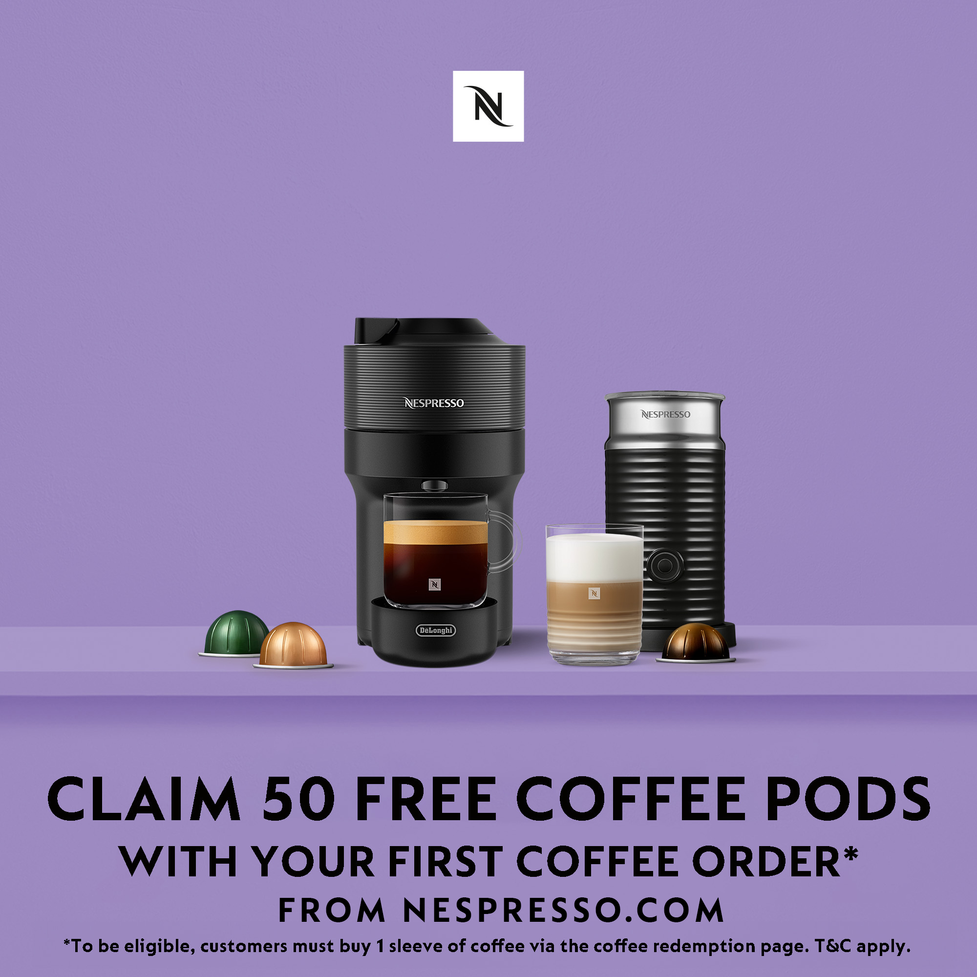 Claim 50 free coffee pods