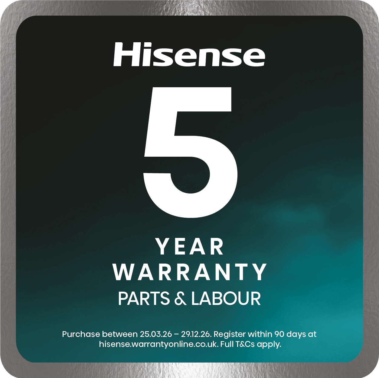 Claim 5 year warranty