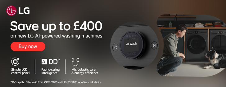 Save up to £400 on AI-powered LG Washers