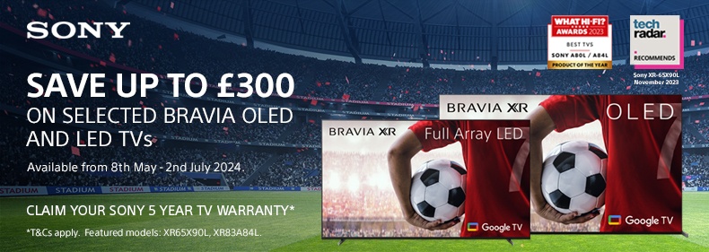 Save up to £300 on selected Sony Bravia TVs
